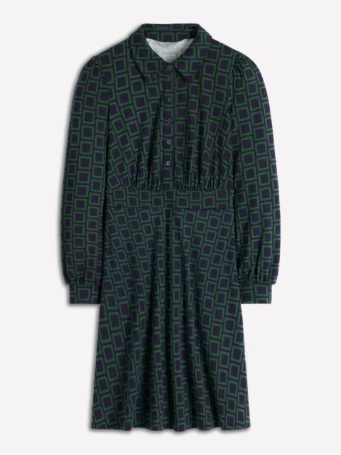 BODEN Orla Short Jersey Shirt Dress-Dark Green, Square Geometric