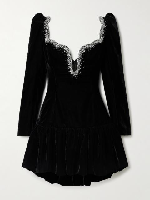 CLIO PEPPIATT Edie Embellished Scalloped Velvet Mini Dress