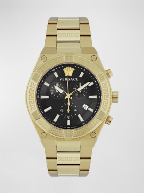 VERSACE Men's V-Sporty Greca IP Yellow Gold Bracelet Watch, 46mm