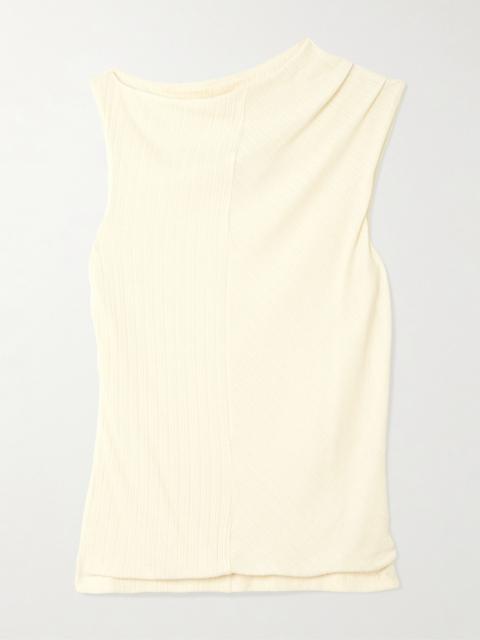 RÙADH Toga Draped Ribbed Organic Cotton And Modal-blend Top