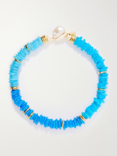 LIZZIE FORTUNATO Lita Gold-plated Quartz, Pearl And Cord Beaded Necklace