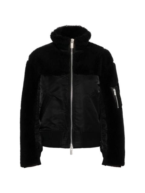 sacai fleece-texture wool bomber jacket