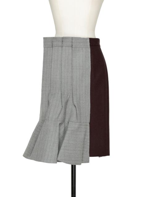 Wool Melton Mix Chalk Stripe Skirt