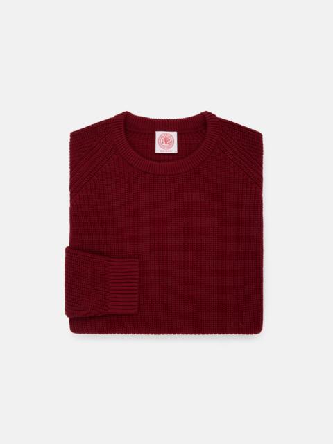 J. PRESS RED SHAKER KNIT COTTON CREW NECK SWEATER - TRIM FIT