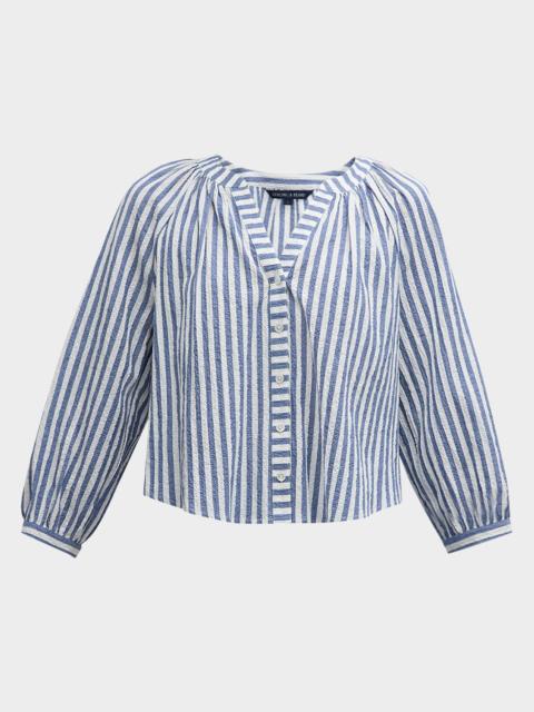 VERONICA BEARD Judith Striped Button-Front Top
