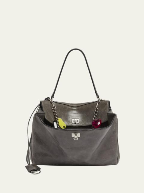 BALENCIAGA Rodeo Medium Leather Top-Handle Bag with Charms