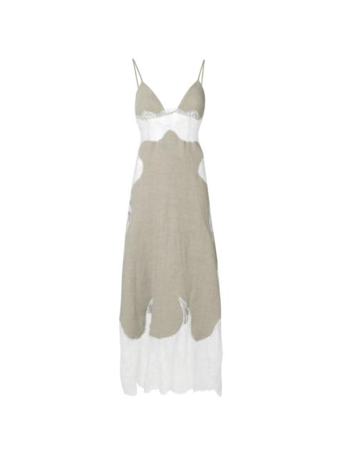 Off-White panelled lace slip dress