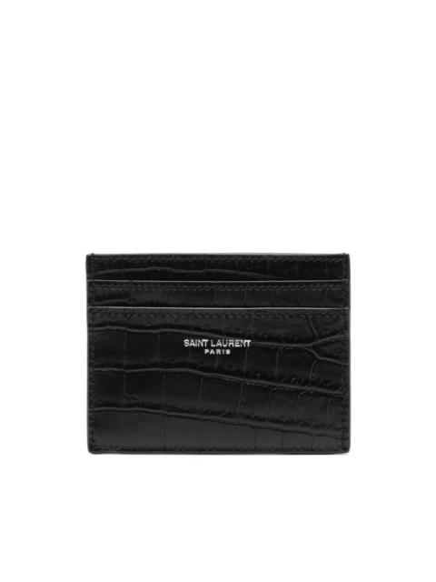 SAINT LAURENT crocodile-embossed leather cardholder