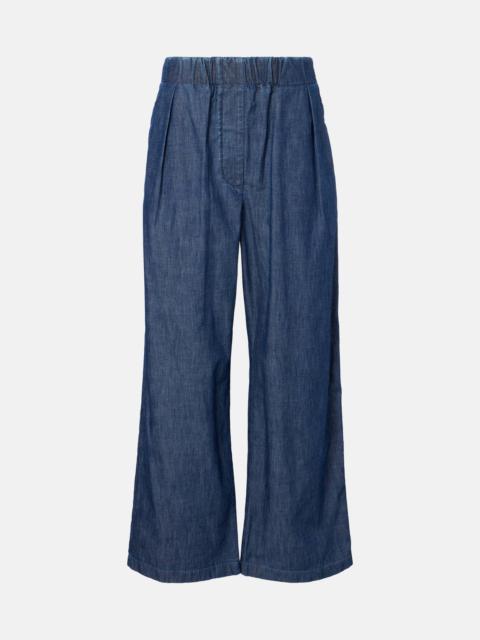 Jil Sander Cotton chambray wide-leg pants