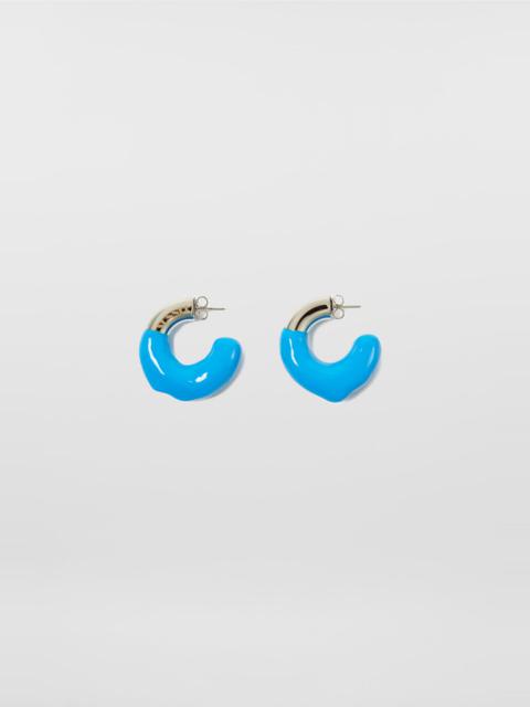 SUNNEI SMALL RUBBERIZED EARRINGS SILVER / light blue