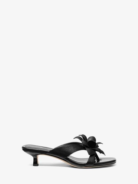 MICHAEL KORS Jacie Floral Embellished Leather Kitten Heel Sandal
