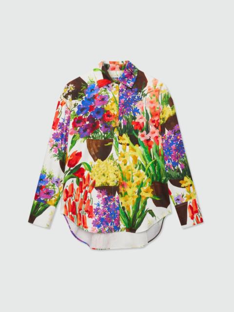 MSGM Multicolor printed canvas shirt dress