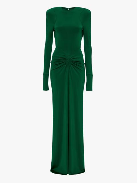 Circle Detail Open Back Gown In Emerald