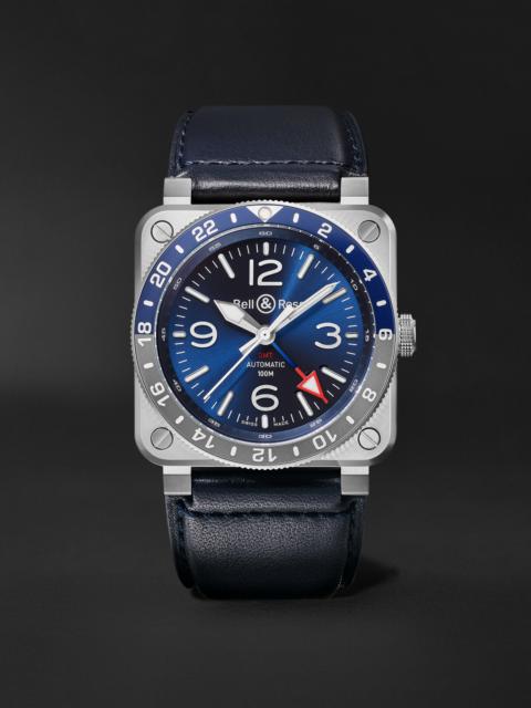 Bell & Ross BR 03-93 GMT BLUE Automatic Stainless Steel Watch, Ref. BR0393-BLU-ST/SCA