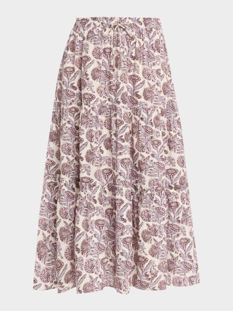 ULLA JOHNSON Nessa Tiered Midi Skirt