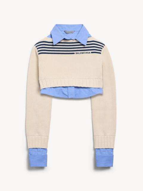 BALENCIAGA Women's Hybrid Jumper in Navy/white
