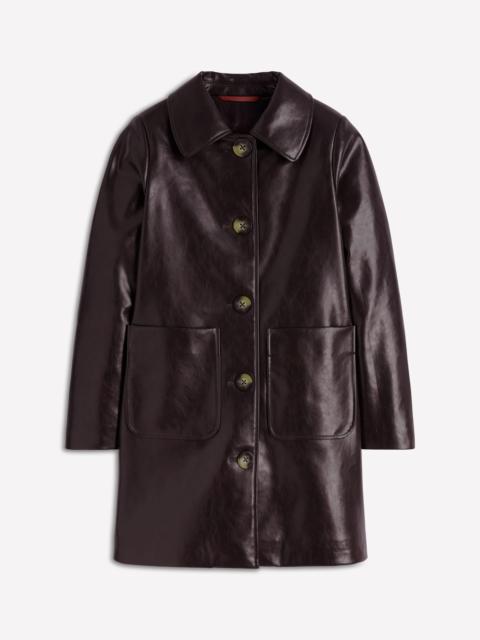 BODEN Carlisle Faux Leather Coat-Dark Cherry