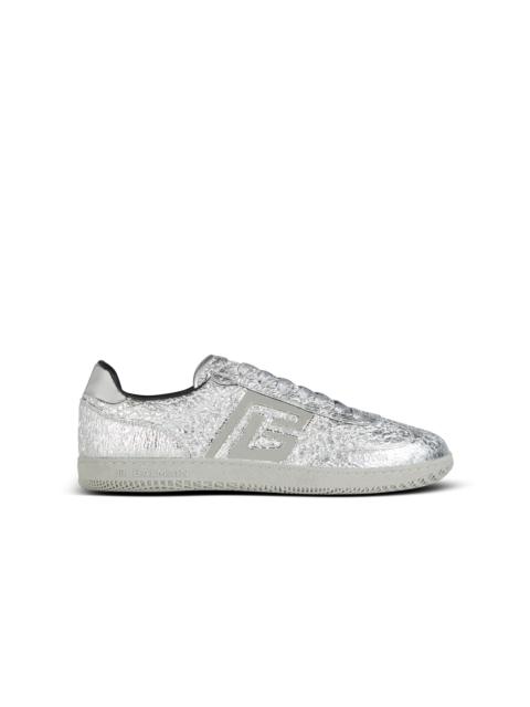 Balmain Swan silver leather trainers