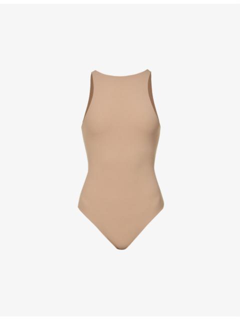 Fits Everybody high-neck stretch-woven body