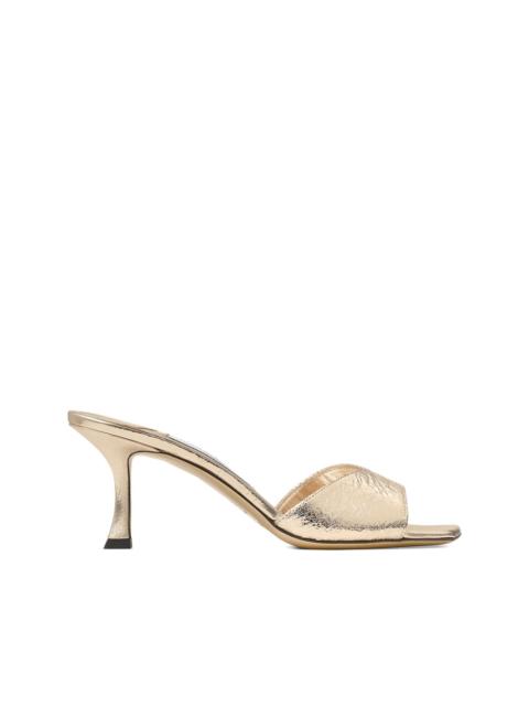 JIMMY CHOO metallic-effect leather square-toe heeled sandals
