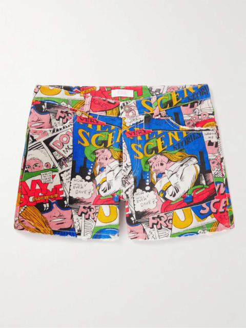 ERL Slim-Fit Printed Denim Shorts