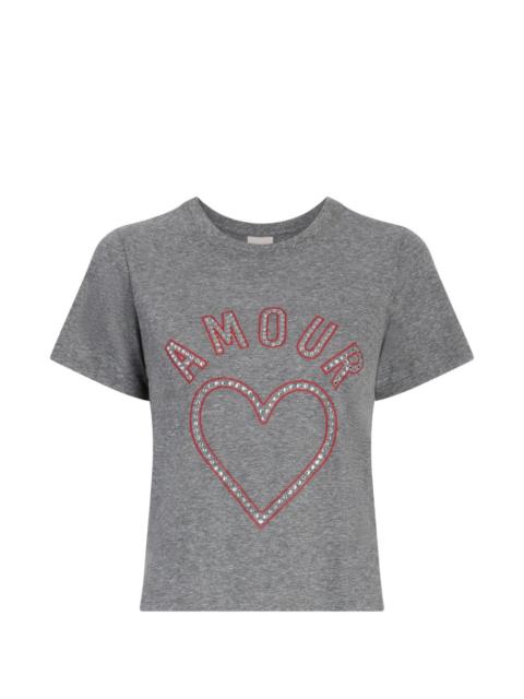 Cinq à Sept Crystal Amour Heart shrunken T-shirt