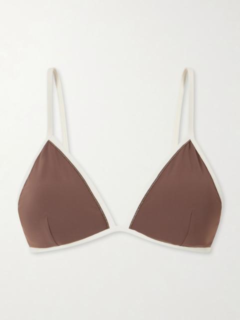 Brunello Cucinelli Bead-embellished triangle bikini top Brown