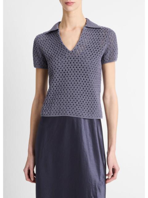 Vince Macramé Cotton Polo Sweater