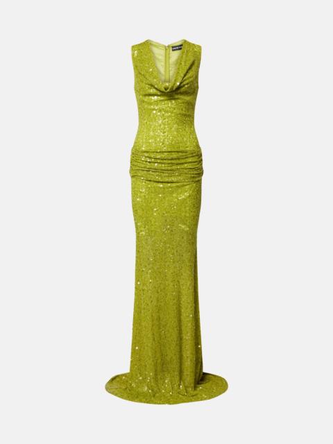 David Koma Sequined draped gown