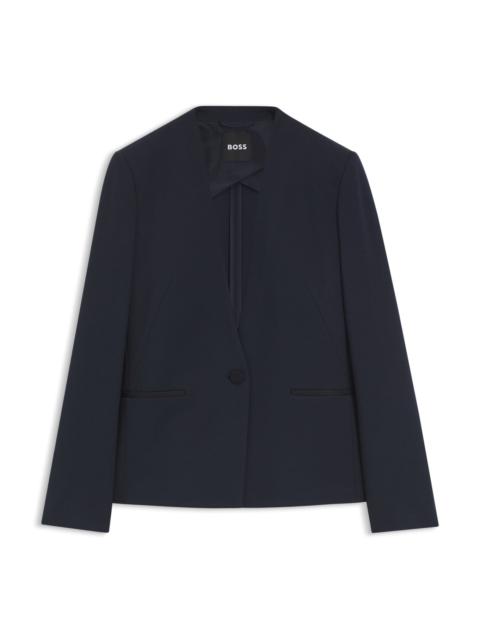 BOSS REGULAR-FIT COLLARLESS BLAZER IN PERFORMANCE-STRETCH JERSEY