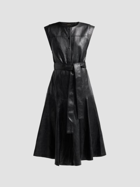 KOBI HALPERIN Women's Brenda Faux-Leather Tie-Waist Midi Dress - Black
