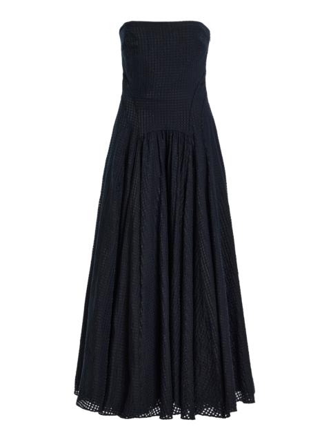 Another Tomorrow Gingham Maxi Dress black