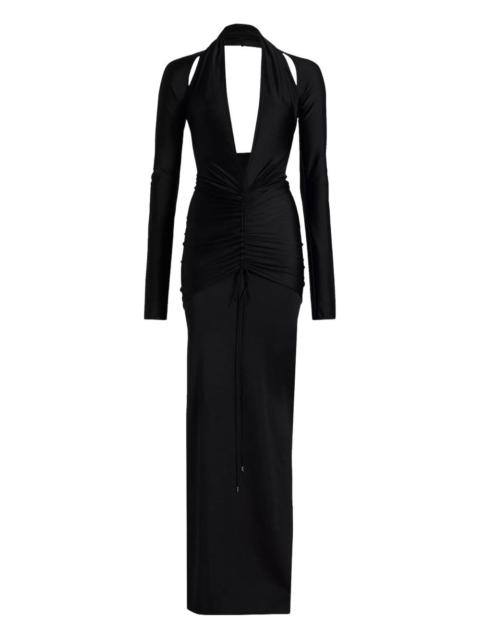 LaQuan Smith plunge-neckline gathered dress