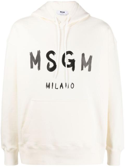 logo-flocked cotton hoodie