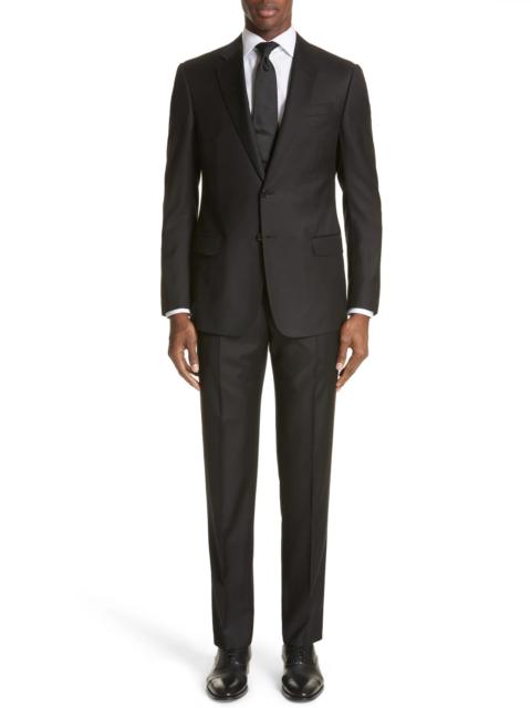 Trim Fit Solid Wool Suit