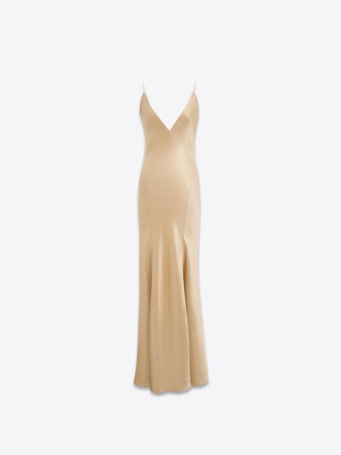 SAINT LAURENT v-neck dress in silk satin