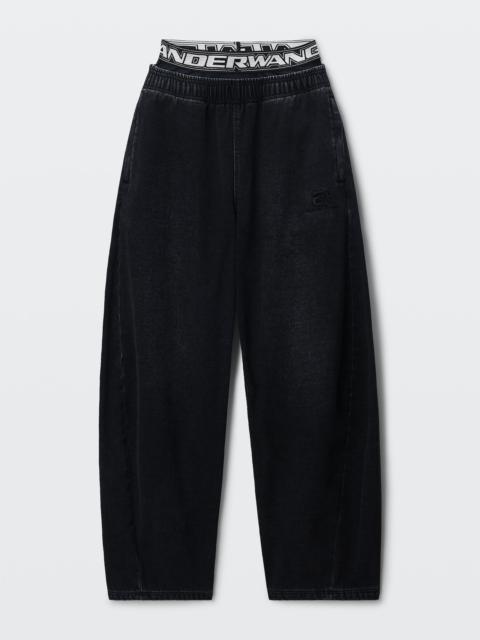 Alexander Wang LOGO ELASTIC BRUSHED DENIM SWEATPANT