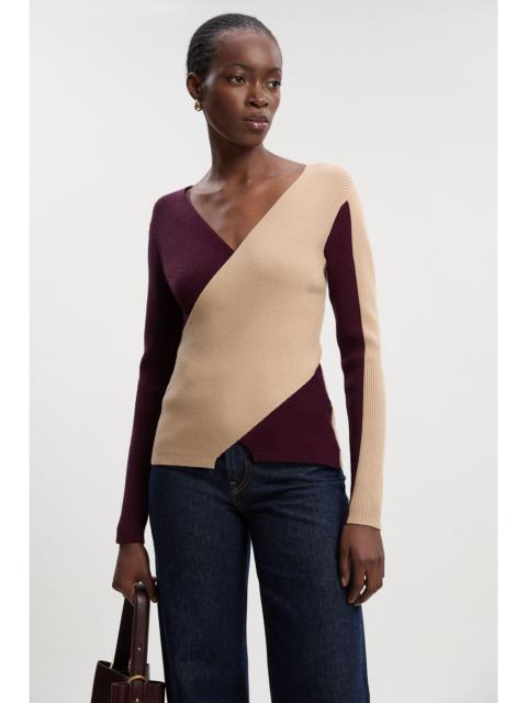 KAREN MILLEN Soft Rib Wrap Front Knitted Jumper