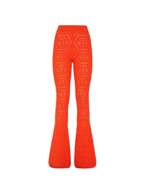 monogram-intarsia bootcut trousers