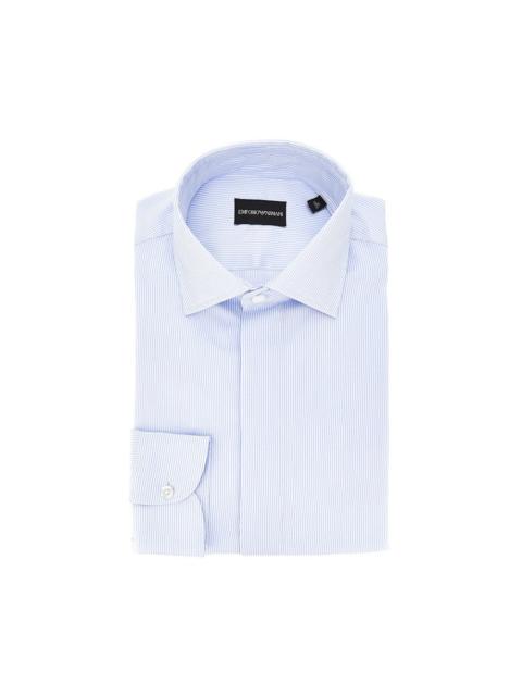EMPORIO ARMANI COTTON TWILL SHIRT WITH STRIPED MOTIF