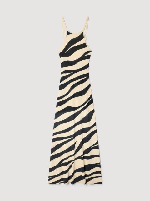 Sandro ZEBRA PRINT KNIT MAXI DRESS