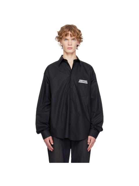 BALENCIAGA Black Masking Tape Long Sleeve Large Fit Shirt