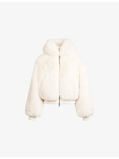 SKIMS Hooded Zip-Up Faux-Fur Jacket