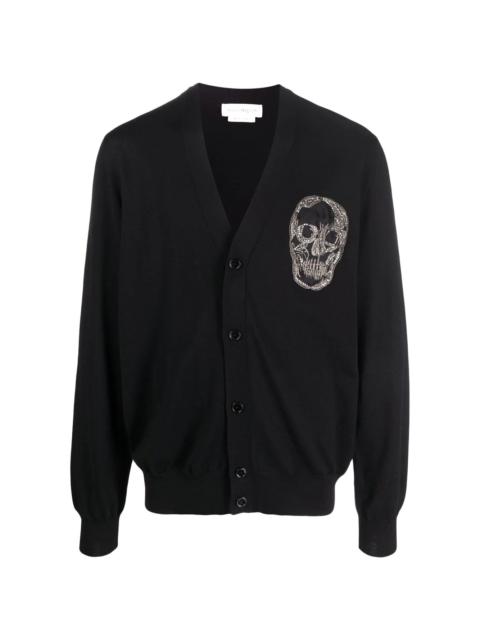 embellished skull-patch buttoned cardigan