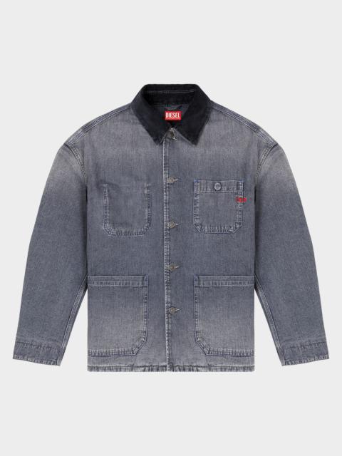 Diesel Men's D-Stack-U-L Corduroy-Collar Denim Jacket