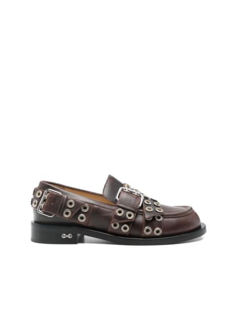 MACH & MACH buckle-belt leather loafers