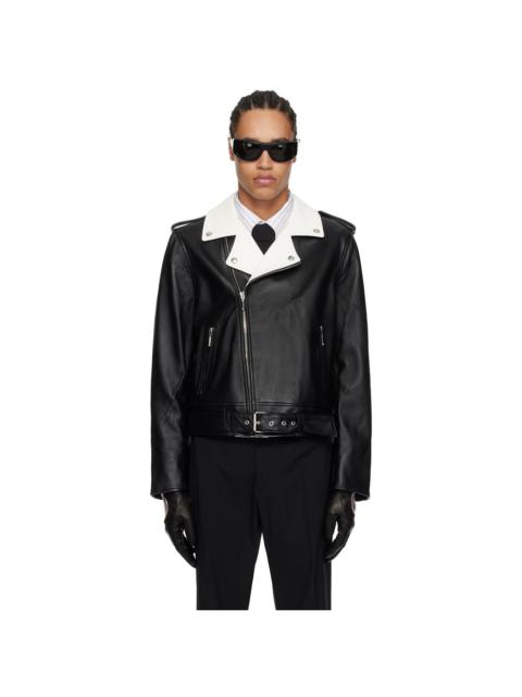 ERNEST W. BAKER Black & White Perfecto Leather Jacket