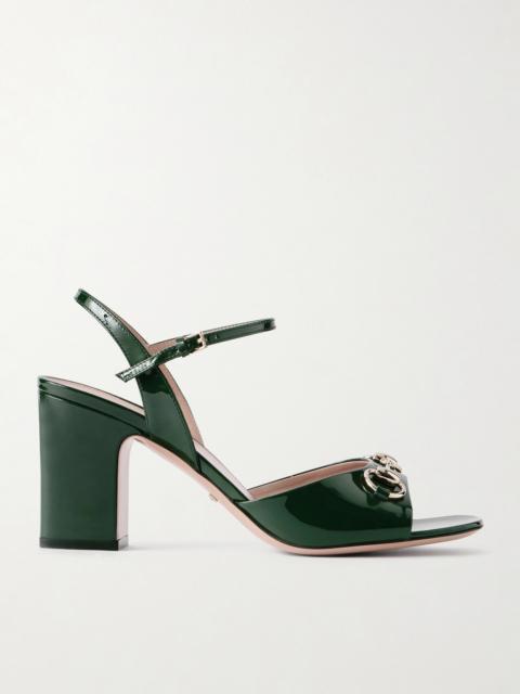 GUCCI Horsebit-embellished Patent-leather Sandals