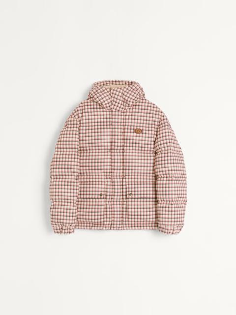 NYLON HOODED DOWN JACKET WITH VLOGO PATCH