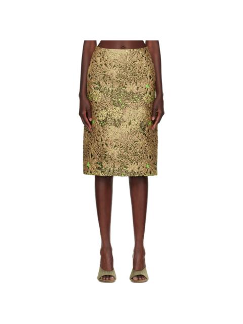 Dries Van Noten Beige Gobelin Midi Skirt